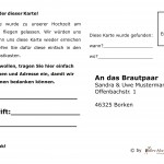 Rückseite Ballonkarte "zurück ans Brautpaar"
