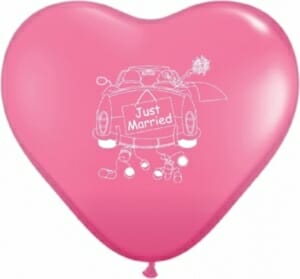 Ballon zur Hochzeit - Pink mit weißem Auto