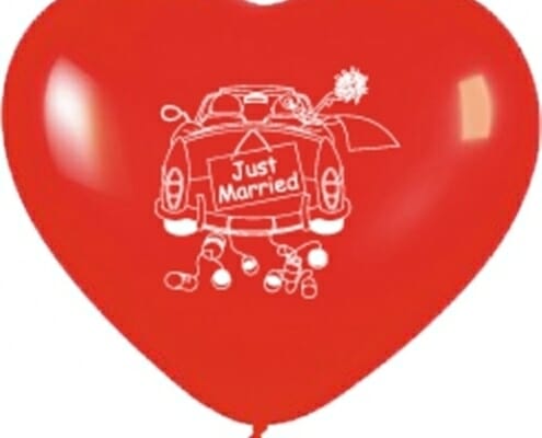 Ballon zur Hochzeit - Rot mit weißem Auto